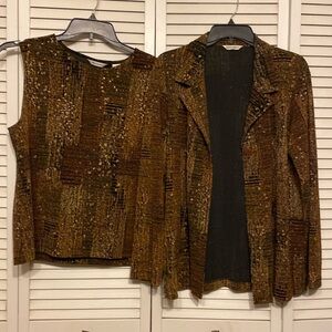Laura Ashly Copper Gold Slinky Jacket with Sleeveless Tank Size L